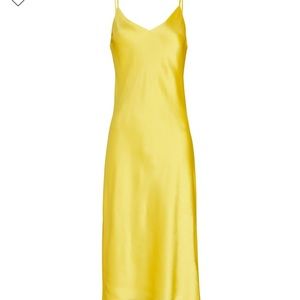 L’Agence Jodie Silk Satin Midi Slip dress-yellow